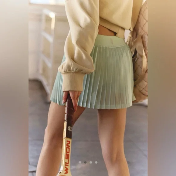 Free People Movement Rally Ruffle Mini Skirt in Green Blue Pistachio - Picture 4 of 11